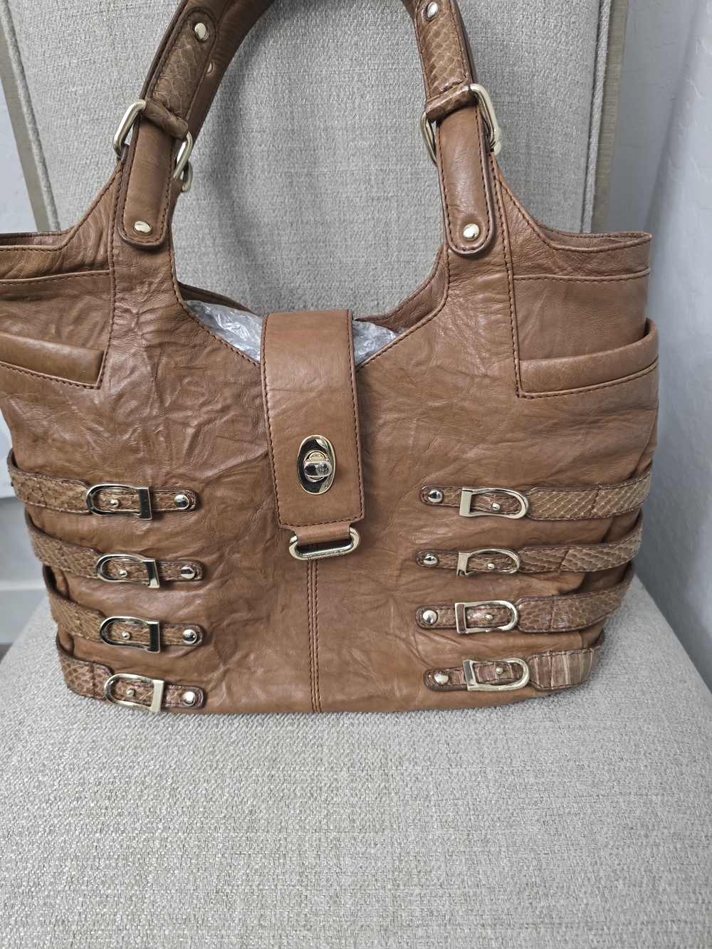 Authentic Jimmy Choo "Bree" Medium Leather Hobo Bag